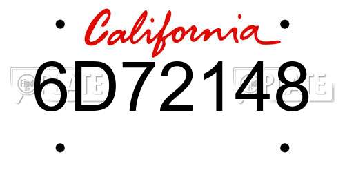 6D72148 California License Plate