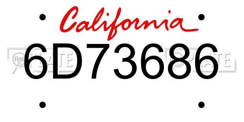 6D73686 California License Plate