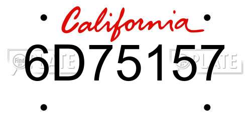 6D75157 California License Plate