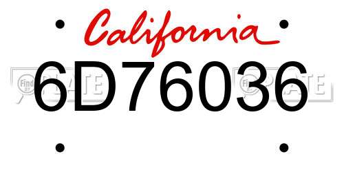 6D76036 California License Plate
