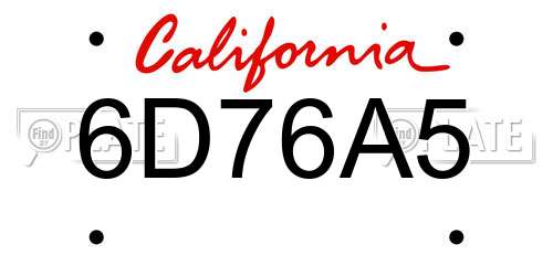 6D76A5 California License Plate