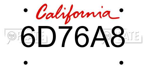6D76A8 California License Plate