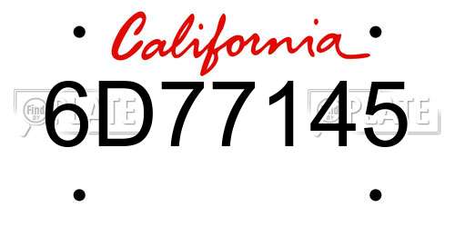 6D77145 California License Plate