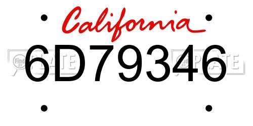 6D79346 California License Plate