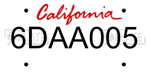 6DAA005 California License Plate