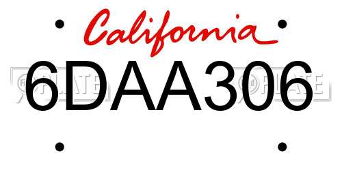 6DAA306 California License Plate