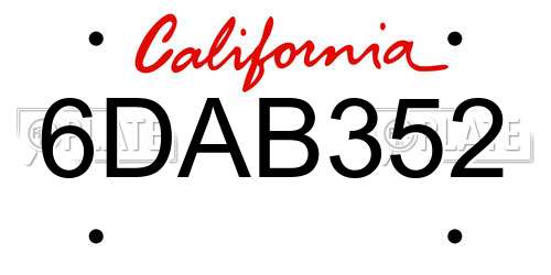 6DAB352 California License Plate