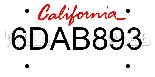 6DAB893 California License Plate
