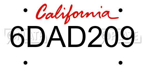 6DAD209 California License Plate