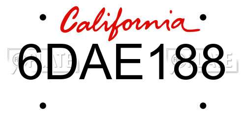 6DAE188 California License Plate