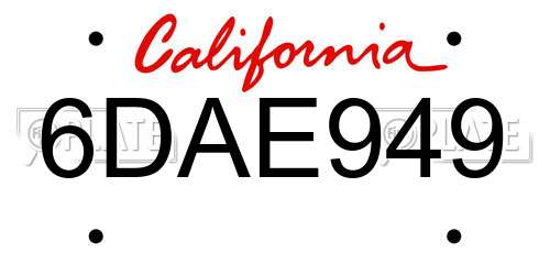 6DAE949 California License Plate