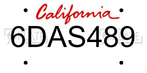 6DAS489 California License Plate