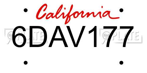 6DAV177 California License Plate