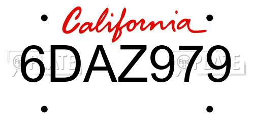 6DAZ979 California License Plate