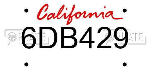 6DB429 California License Plate