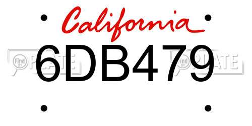 6DB479 California License Plate