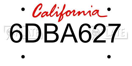 6DBA627 California License Plate
