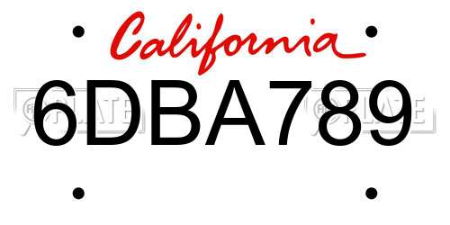 6DBA789 California License Plate