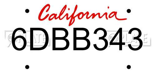 6DBB343 California License Plate