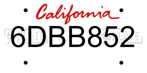 6DBB852 California License Plate