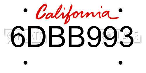 6DBB993 California License Plate