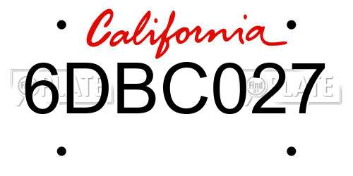 6DBC027 California License Plate