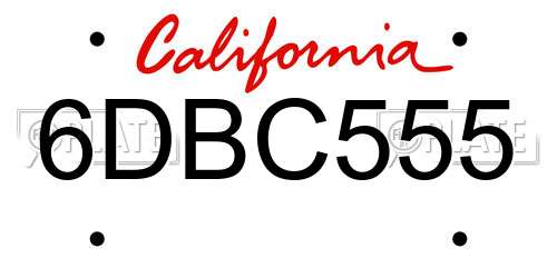 6DBC555 California License Plate