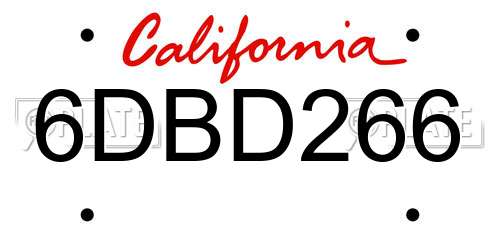 6DBD266 California License Plate
