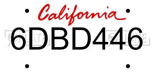 6DBD446 California License Plate