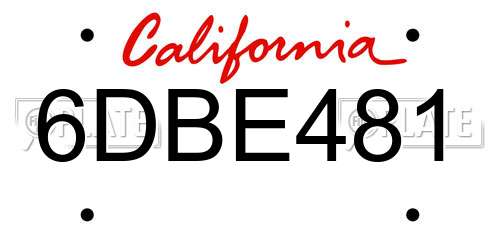 6DBE481 California License Plate