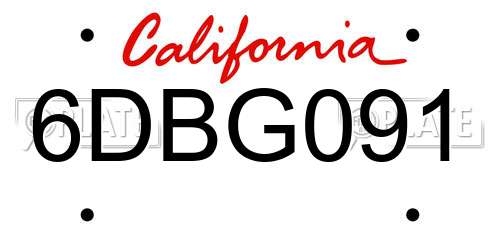 6DBG091 California License Plate