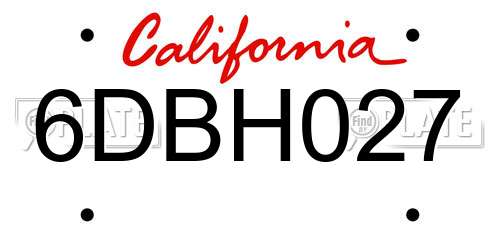 6DBH027 California License Plate