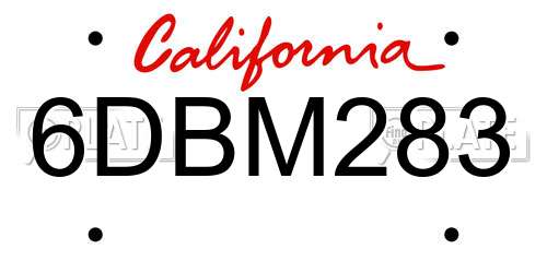 6DBM283 California License Plate