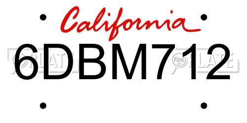 6DBM712 California License Plate