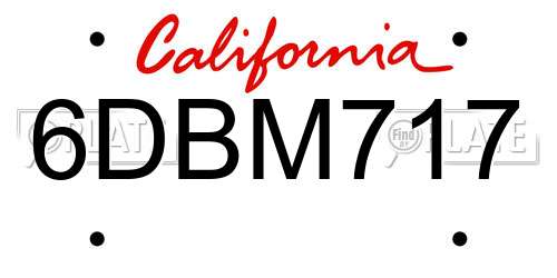 6DBM717 California License Plate