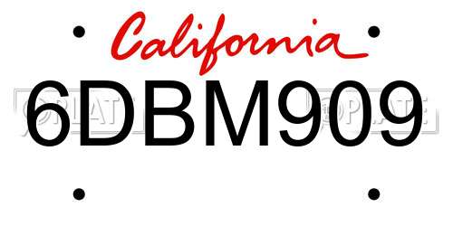 6DBM909 California License Plate