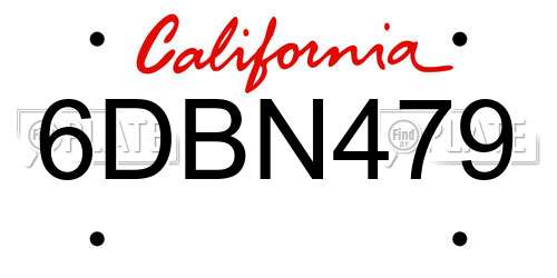 6DBN479 California License Plate