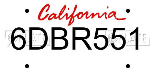 6DBR551 California License Plate