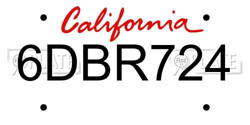 6DBR724 California License Plate