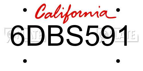 6DBS591 California License Plate