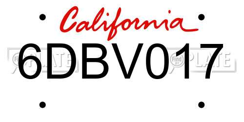 6DBV017 California License Plate