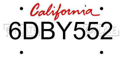 6DBY552 California License Plate
