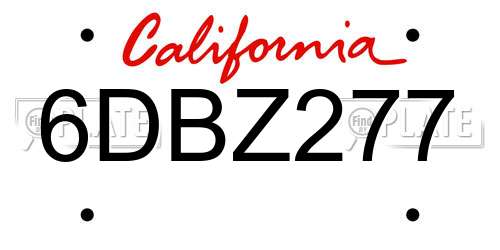 6DBZ277 California License Plate