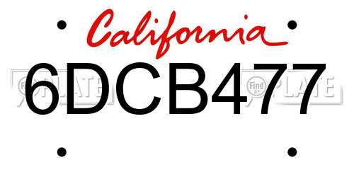 6DCB477 California License Plate