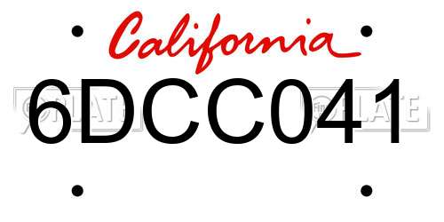 6DCC041 California License Plate