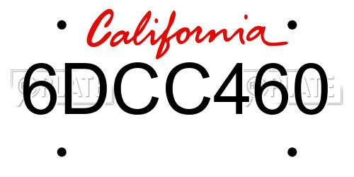 6DCC460 California License Plate