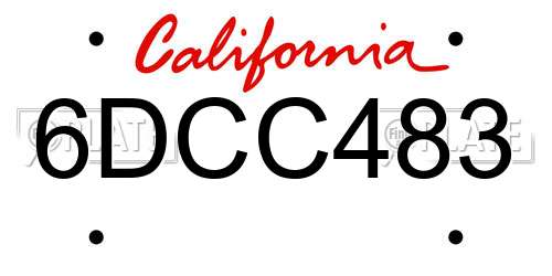 6DCC483 California License Plate