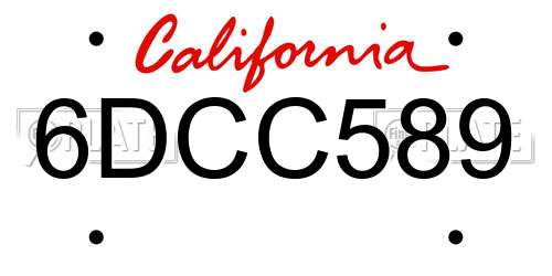 6DCC589 California License Plate