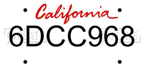 6DCC968 California License Plate