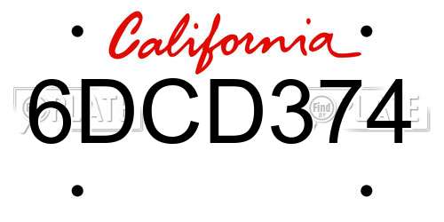 6DCD374 California License Plate